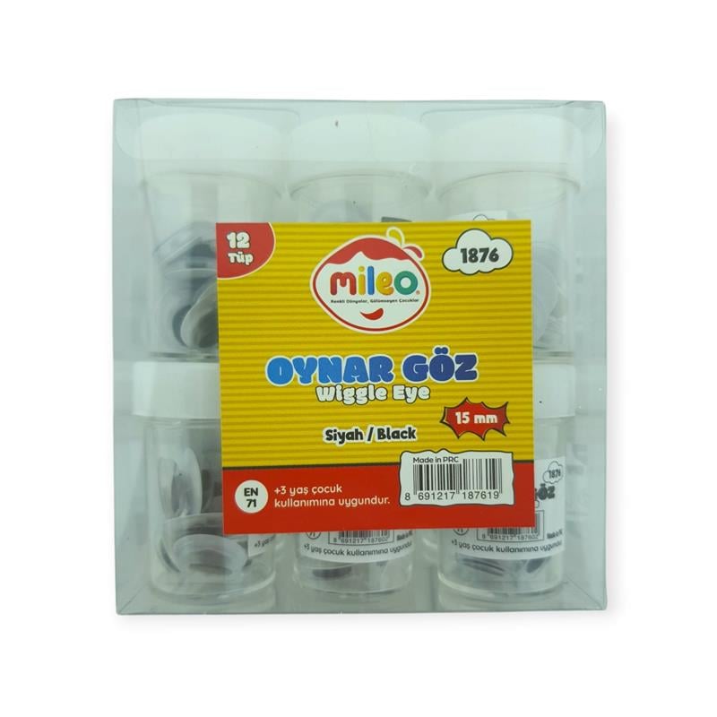 Mas Mileo 15 mm Oynar Göz - Siyah - 12 Tüp