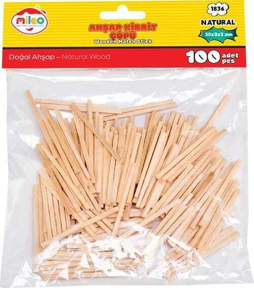 Mas Mileo 1836 Ahşap Çubuk - Kibrit Çöpü 2 x 2 x 50 mm - Naturel