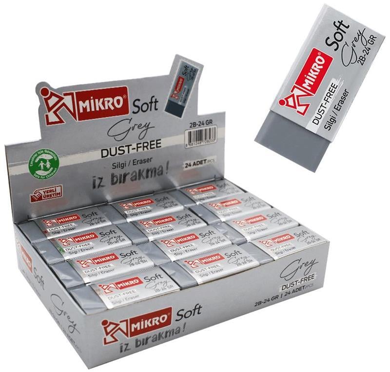 Mikro Silgi 2B-24GR Grey Soft 24'lü Paket