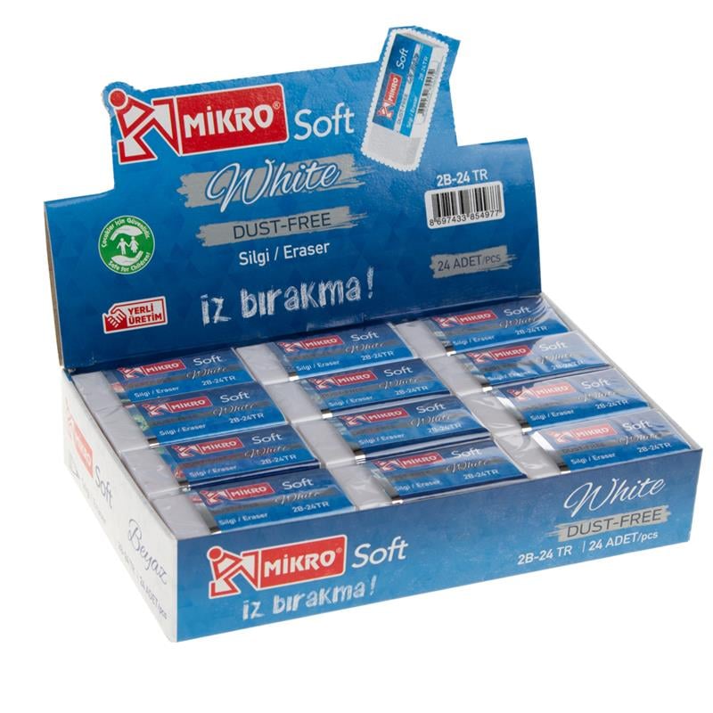 Mikro Silgi 2B-24TR Beyaz Soft 24'lü Paket