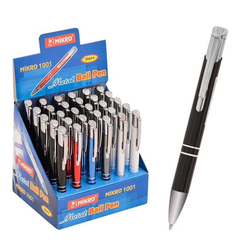 Mikro Tükenmez Kalem Metal 1001 B/P-30 30'lu Stand
