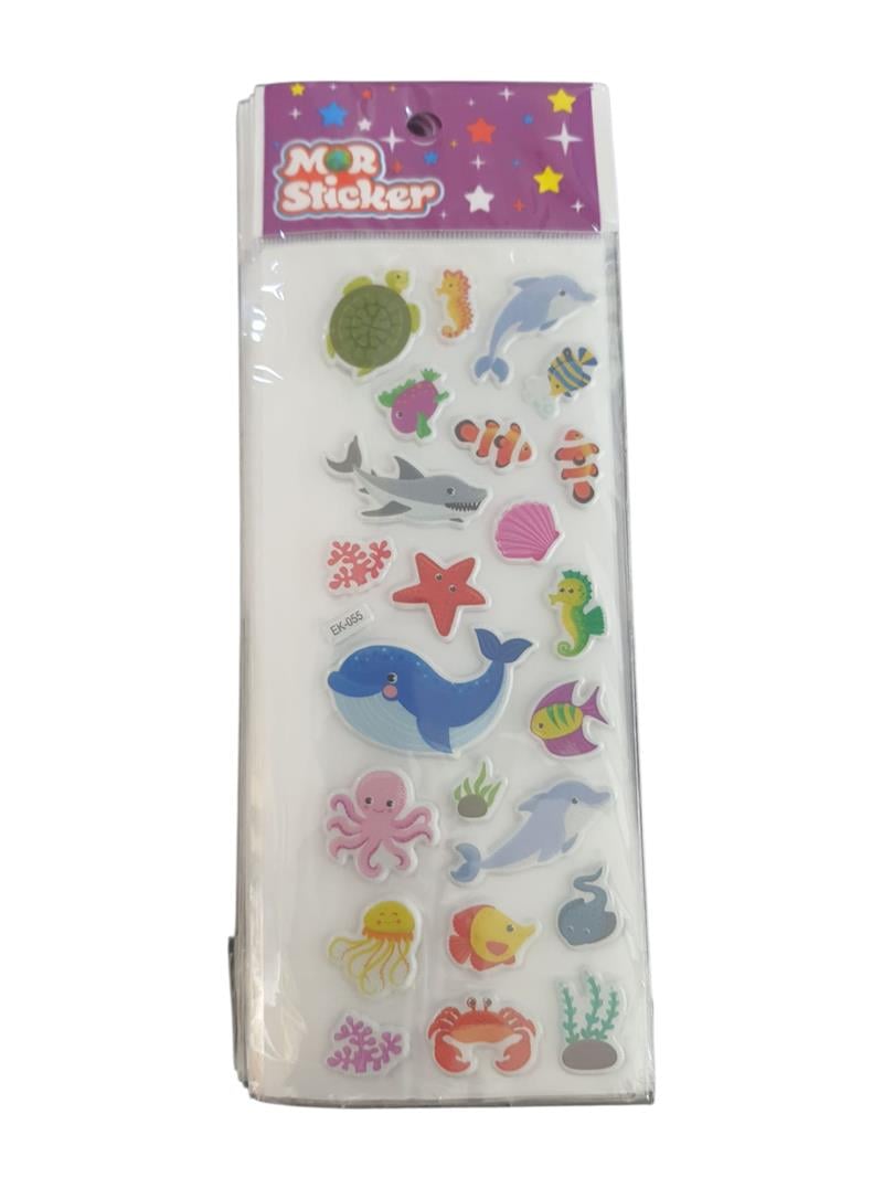 Mor Sticker Silikon Kabartma Deniz Canlıları 20'li Paket