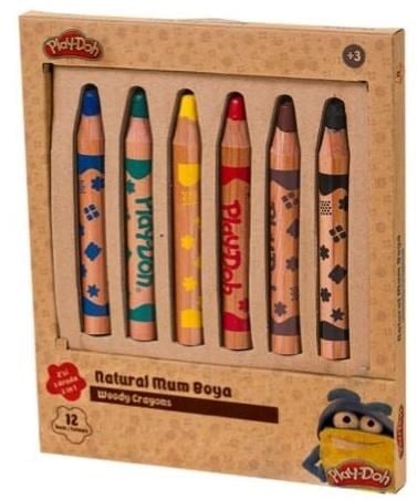 Mum Boya- Play-doh 6 Renk Naturel Crayon 2'sı 1