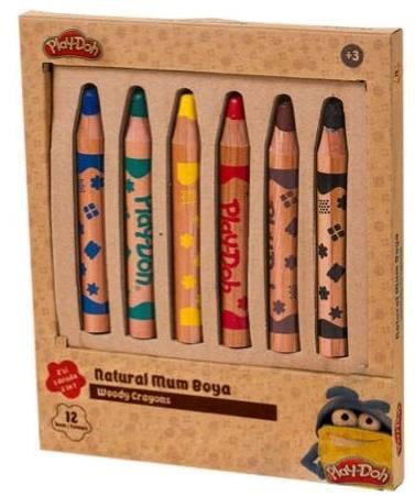 Mum Boya- Play-doh 6 Renk Naturel Crayon 2'sı 1
