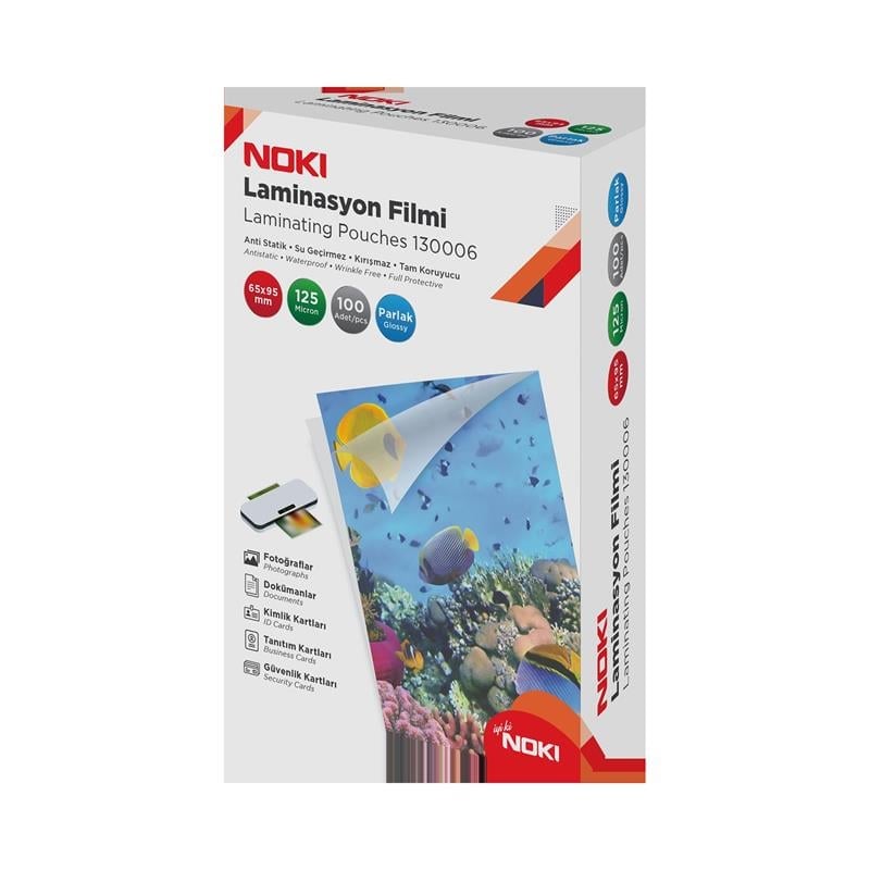 Noki Laminasyon Filmi 65x95mm, 125 micron, parlak, 100 adet