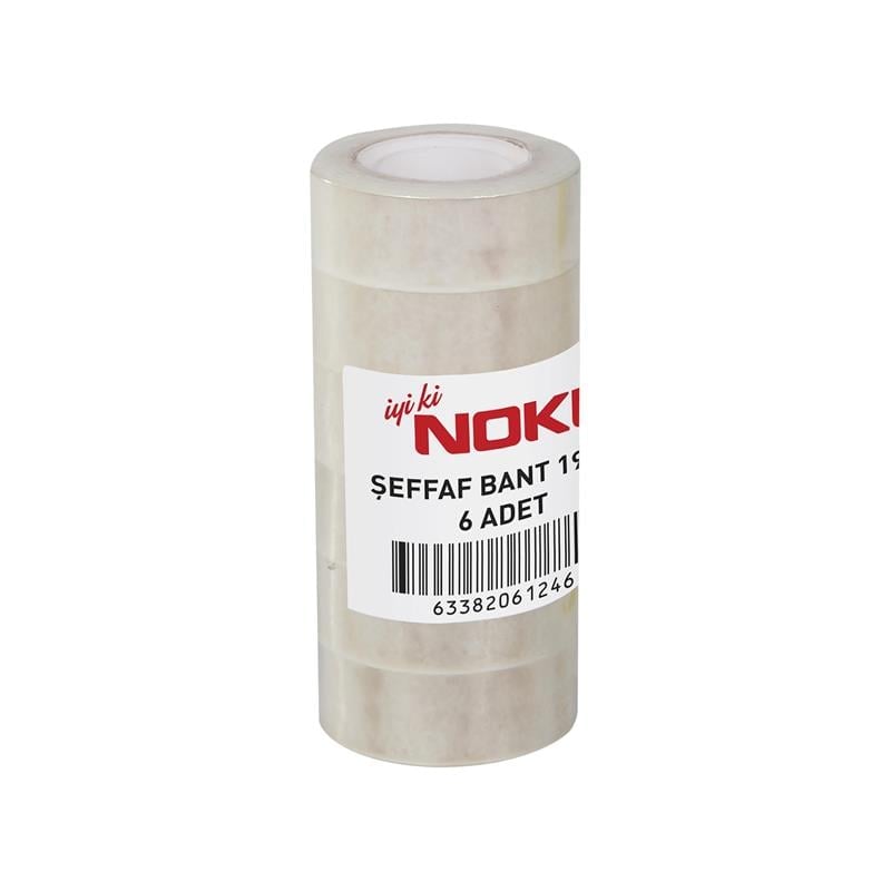 Noki Şeffaf Bant 19mmx33m 6'lı Rulo