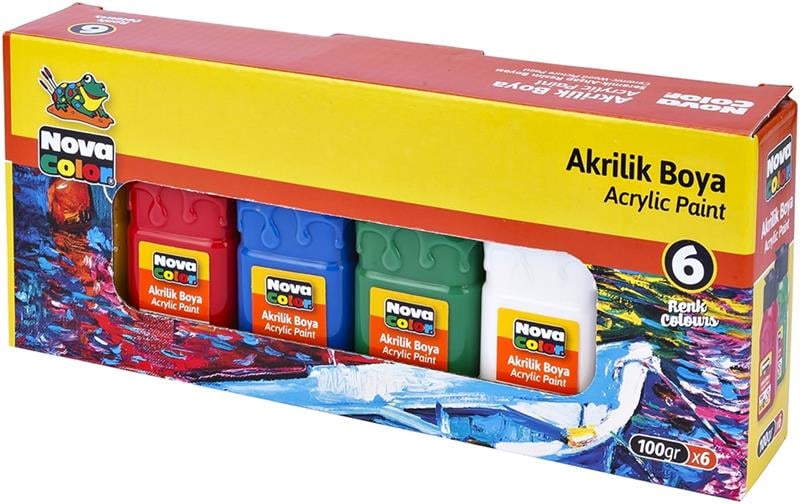 Nova Color Akrilik Boya 100gr x 6 Renk NC-2005