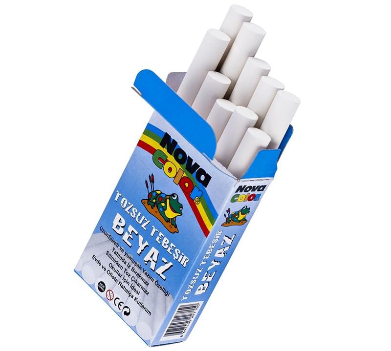 Nova Color Beyaz Tebeşir Tozsuz 10'lu Kutu
