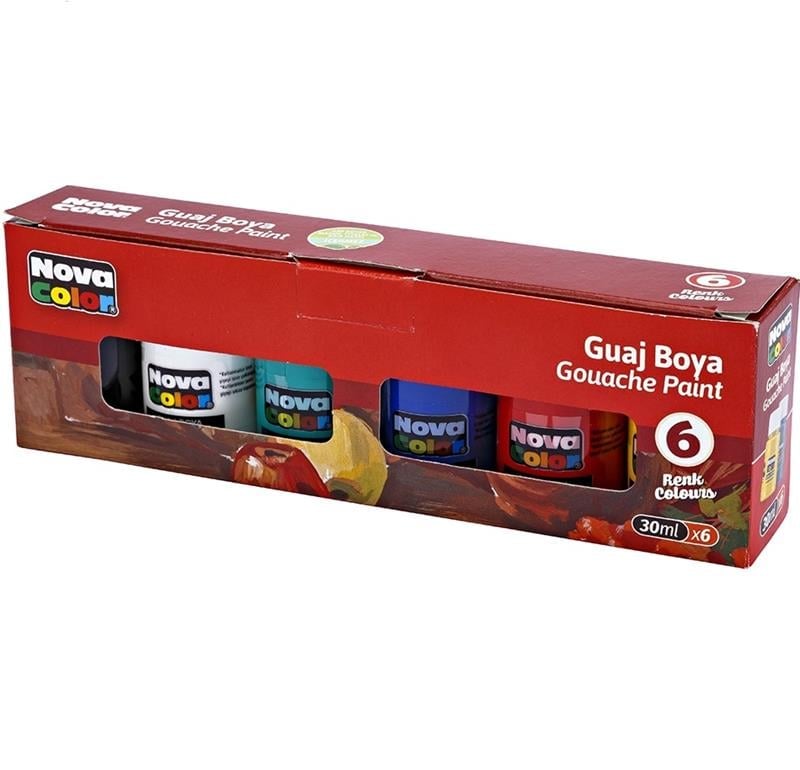 Nova Color Guvaş Boya 6 Renk Şişe Set