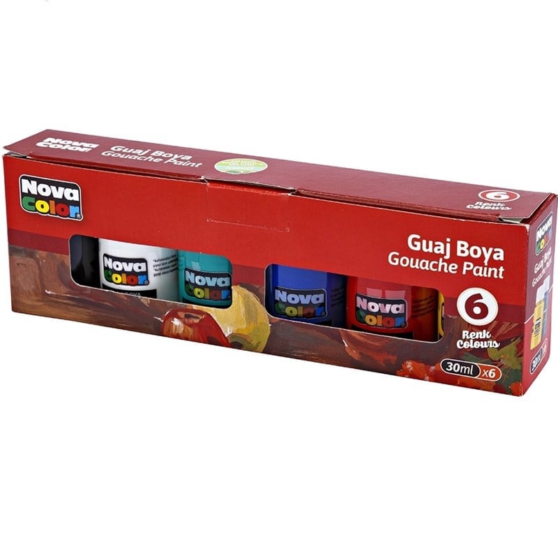 Nova Color Guvaş Boya 6 Renk Şişe Set