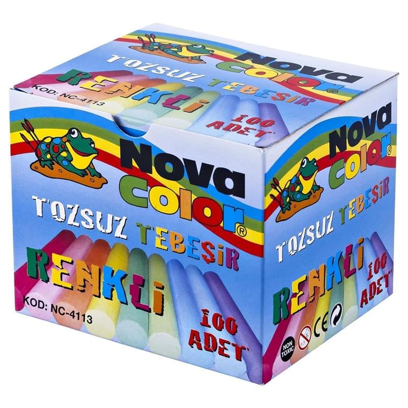 Nova Color Renkli Tebeşir Tozsuz 100'lü Kutu