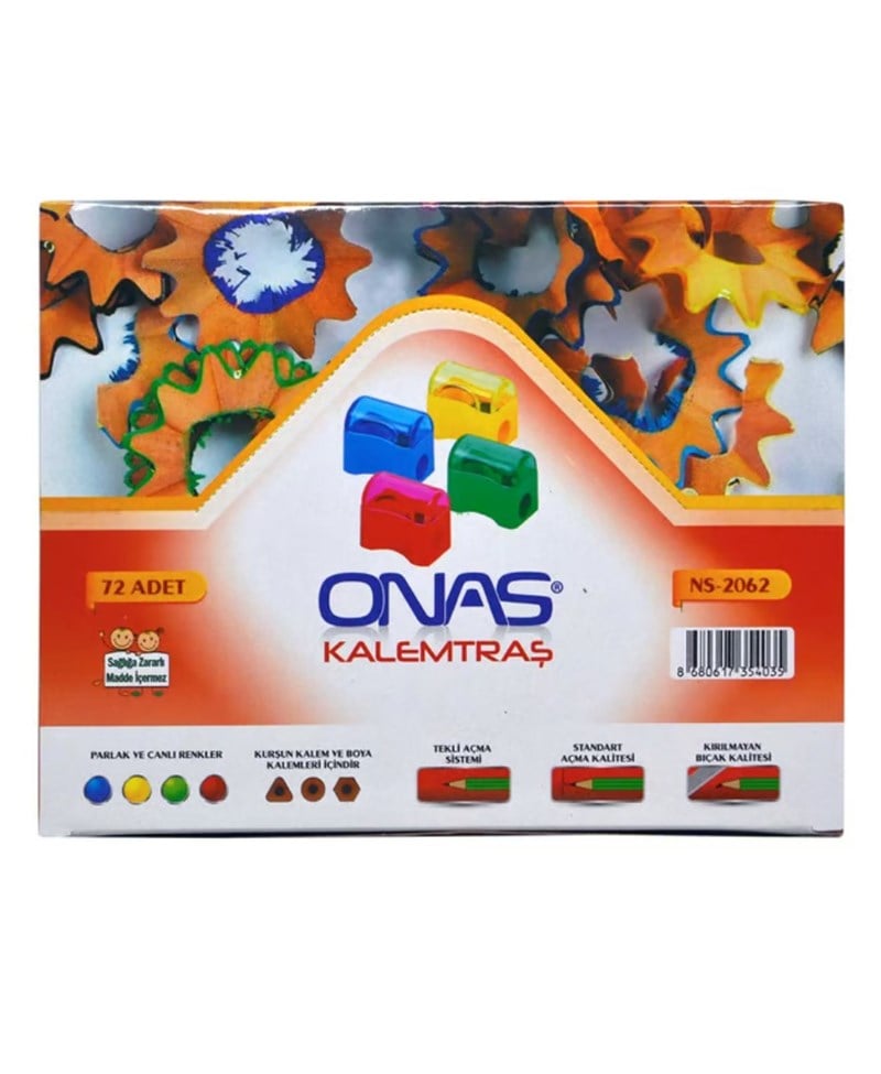 ONAS Ns 2062 HAZNELİ KAPAKLI KALEMTRAŞ 72'Lİ KUTU