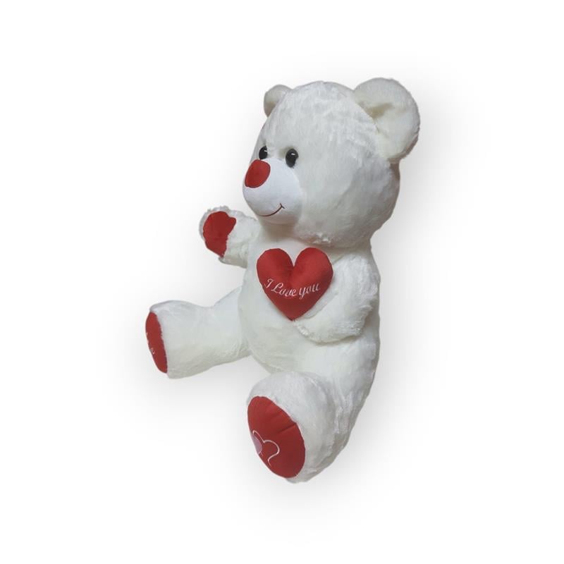 PELUŞ BEYAZ AYICIK KALPLİ VE SEVİMLİ TASARIM 57 CM 