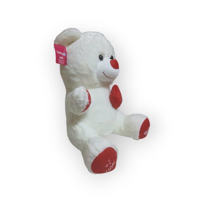 PELUŞ BEYAZ AYICIK KALPLİ VE SEVİMLİ TASARIM 57 CM 
