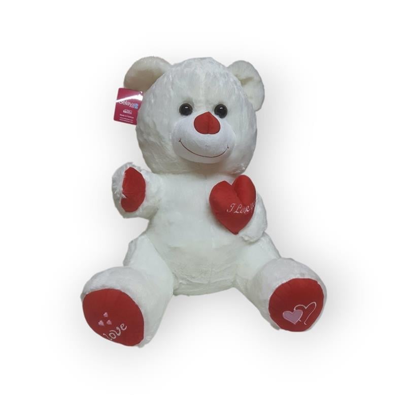 PELUŞ BEYAZ AYICIK KALPLİ VE SEVİMLİ TASARIM 57 CM 