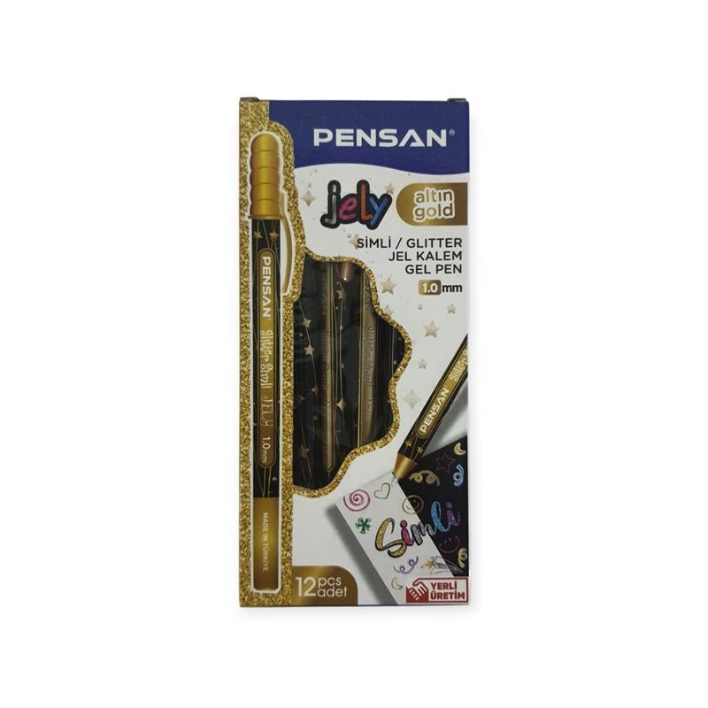 Pensan Jel Kalem 2800 Altın Jely Glitter Simli 12'li Paket