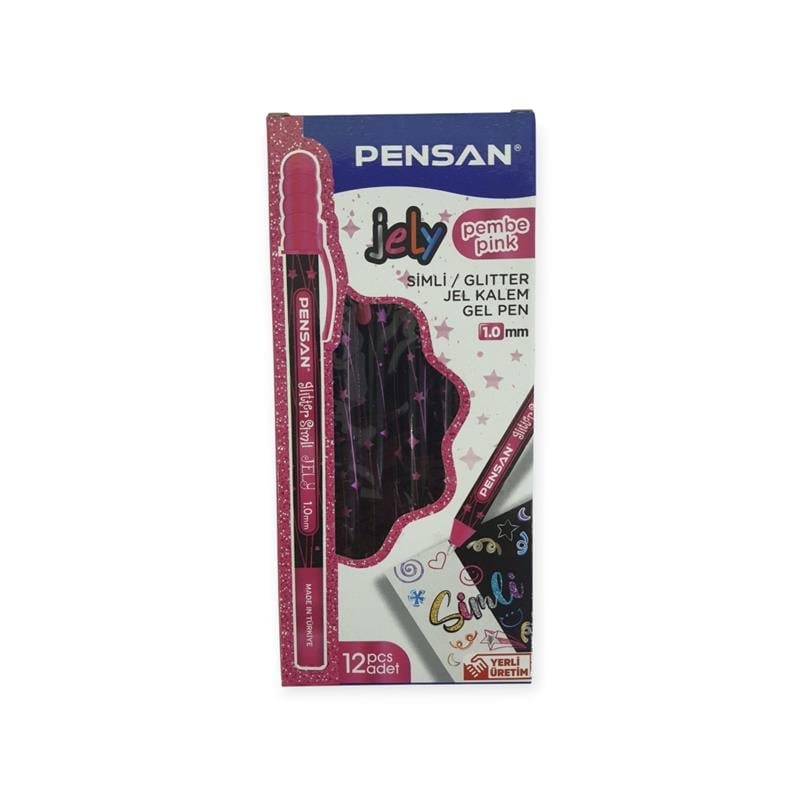 Pensan Jel Kalem 2800 Pembe Jely Glitter Simli  12'li Paket