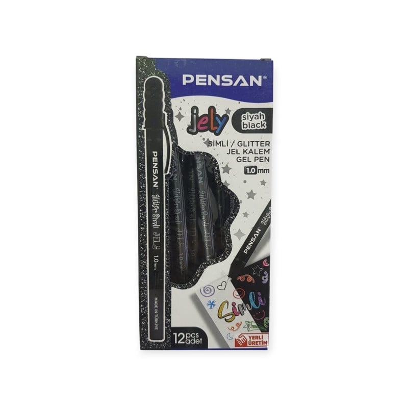 Pensan Jel Kalem 2800 Siyah Jely Glitter Simli 12'li Paket