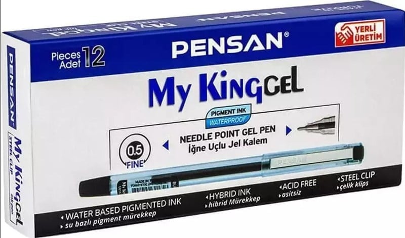 Pensan Jel Kalem My-king 0.5 mm Siyah Metal Klips 12'li Paket