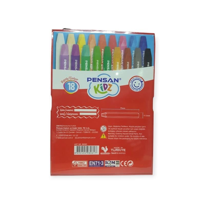 Pensan Kidz Karton Kutulu Pastel Boya 18 Renk Set 