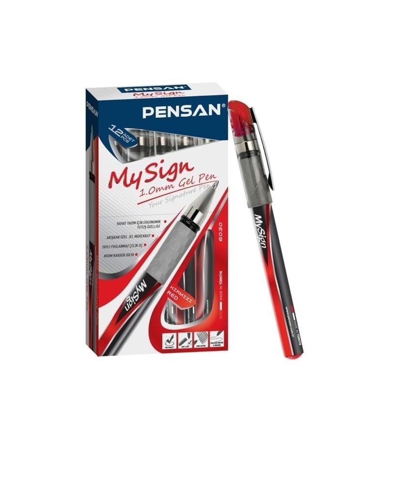 Pensan My Sıgn Jel Roller Kalem Kırmızı 1mm 12'li Kutu