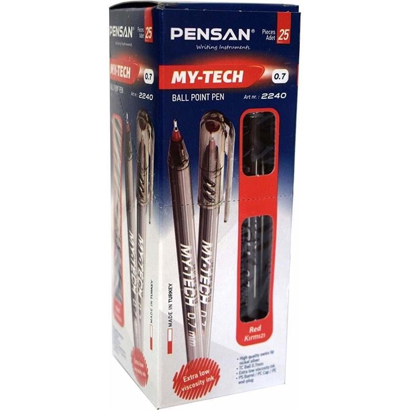 Pensan My-tech Kırmızı 0.7mm Tükenmez Kalem 25’li Paket