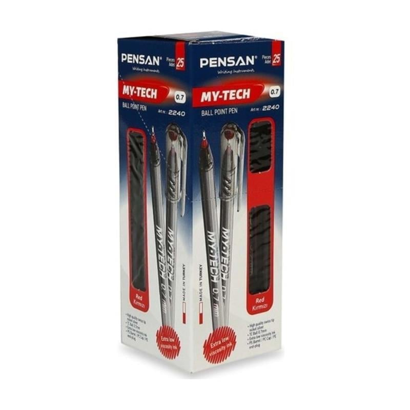 Pensan My-tech Kırmızı 0.7mm Tükenmez Kalem 25’li Paket