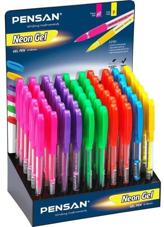 Pensan Neon 1mm Jel Kalem 60'lı Stand