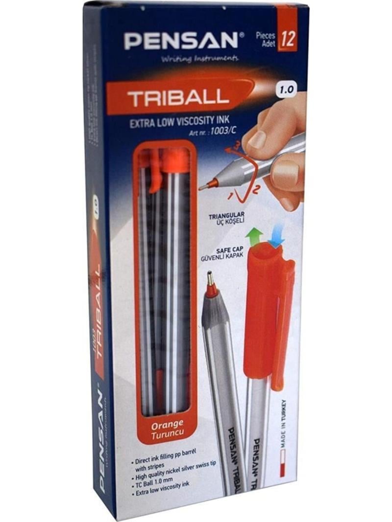 Pensan Triball 1 mm Turuncu Tükenmez Kalem 12'li Paket