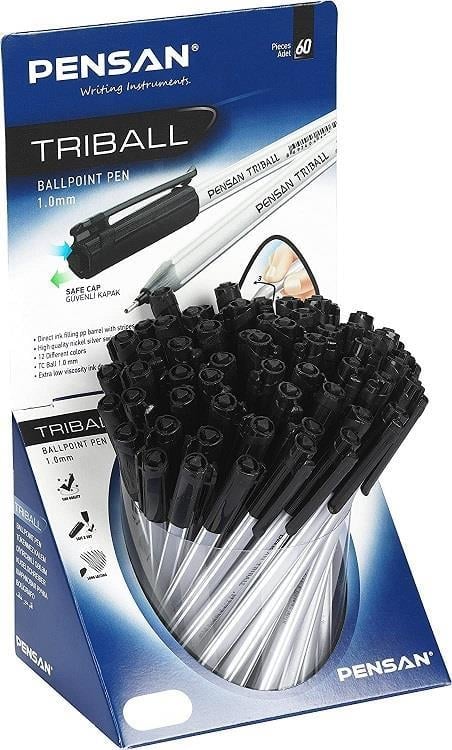 Pensan Tükenmez Kalem Pensan Triball 1 mm Siyah 60’lı Stand