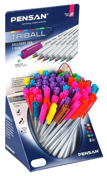Pensan Tükenmez Kalem Pensan Triball 1 mm Renkli 60’lı Stand