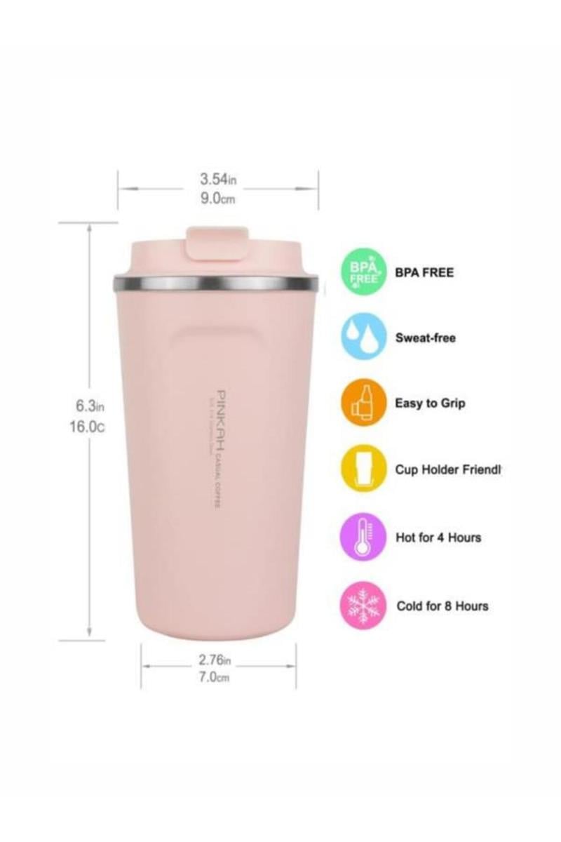 Pinkah Paslanmaz Çelik Kahve Termos Bardak Matara 500 Ml