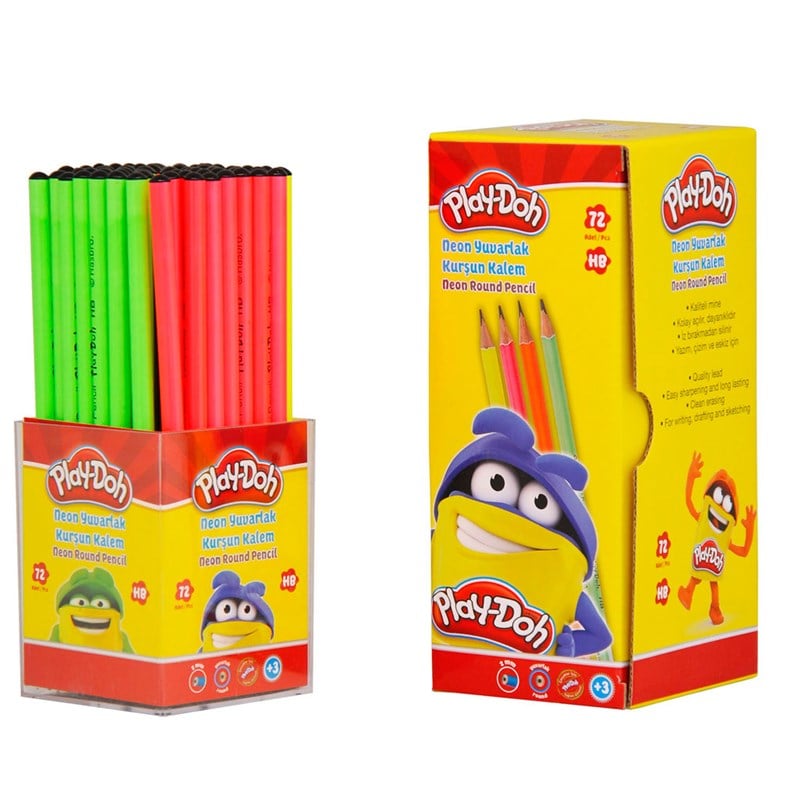 Play-Doh Neon Yuvarlak Kurşun Kalem 72'li Stand
