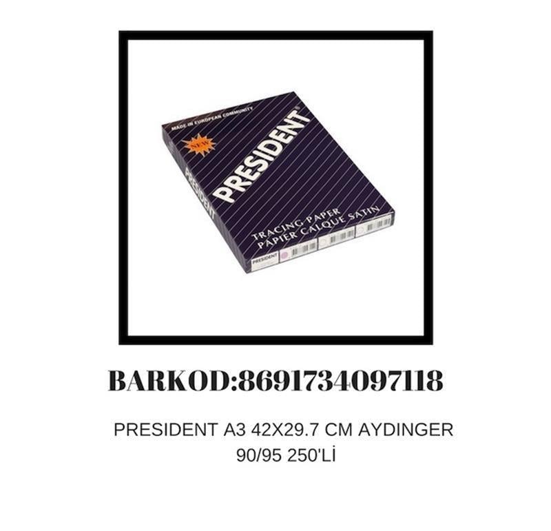 President Aydinger 29.7x42 cm 90/95 gr. A3 250'li Paket 