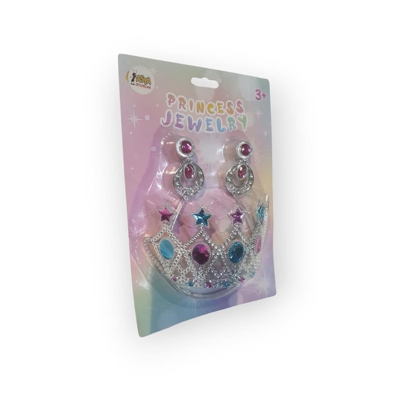 PRİNCESS JEWELRY TAÇ VE KÜPE SETİ ÇOCUK KOSTÜM AKSESUARI 