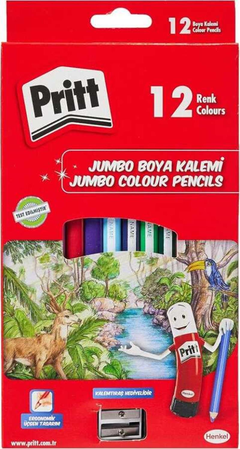 Pritt Kuruboya Kalemi 12 Renk Jumbo Üçgen