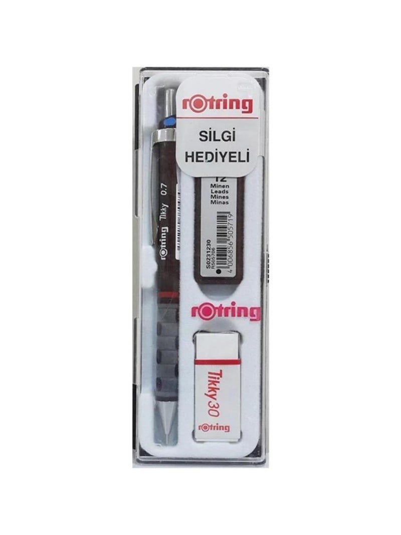 Rotring Tikky Okul Seti 0.7 Mm Bordo Versatil Uçlu Kalem-Silgi-Uç