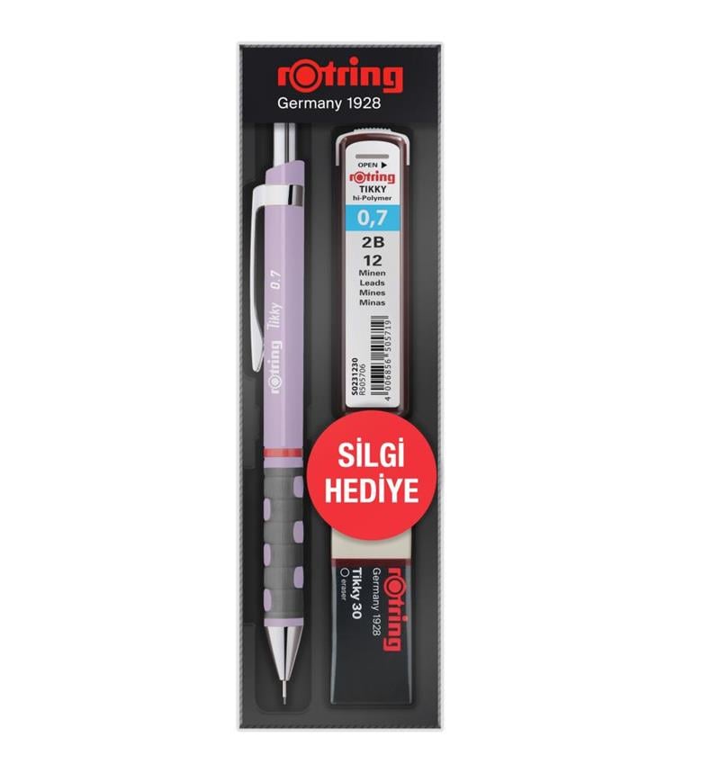 Rotring Tikky Versatil Lila Kalem 0.7+Min+Silgi Hediye