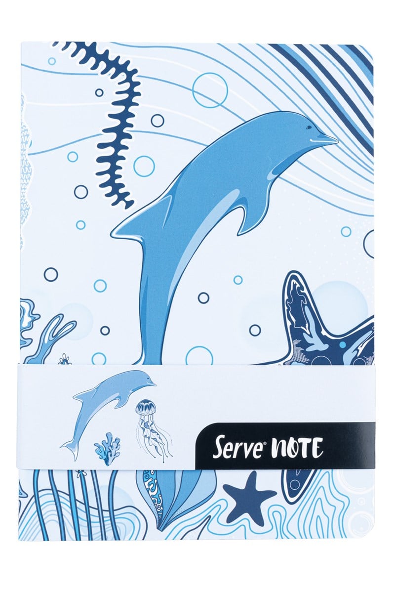 Serve Defter Seti - Desenli Gök Mavi Kutulu