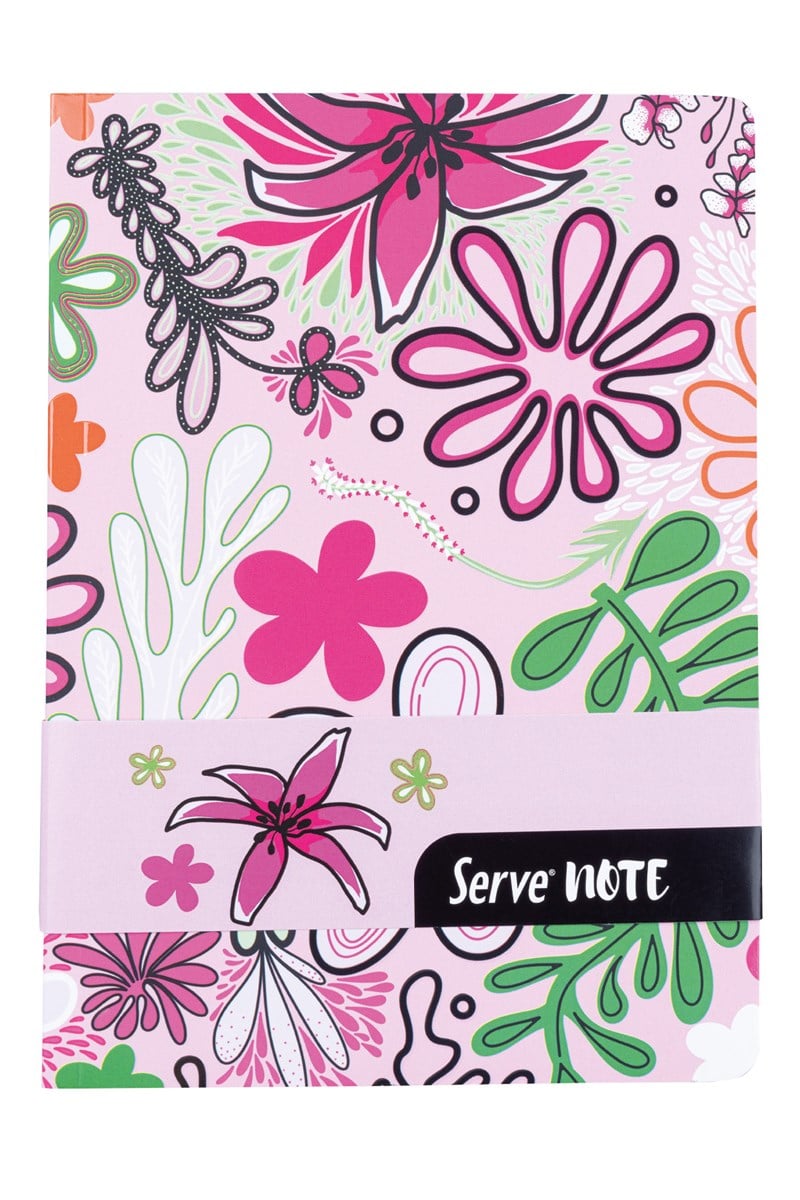 Serve Defter Seti - Desenli Şeker Pembe Kutulu