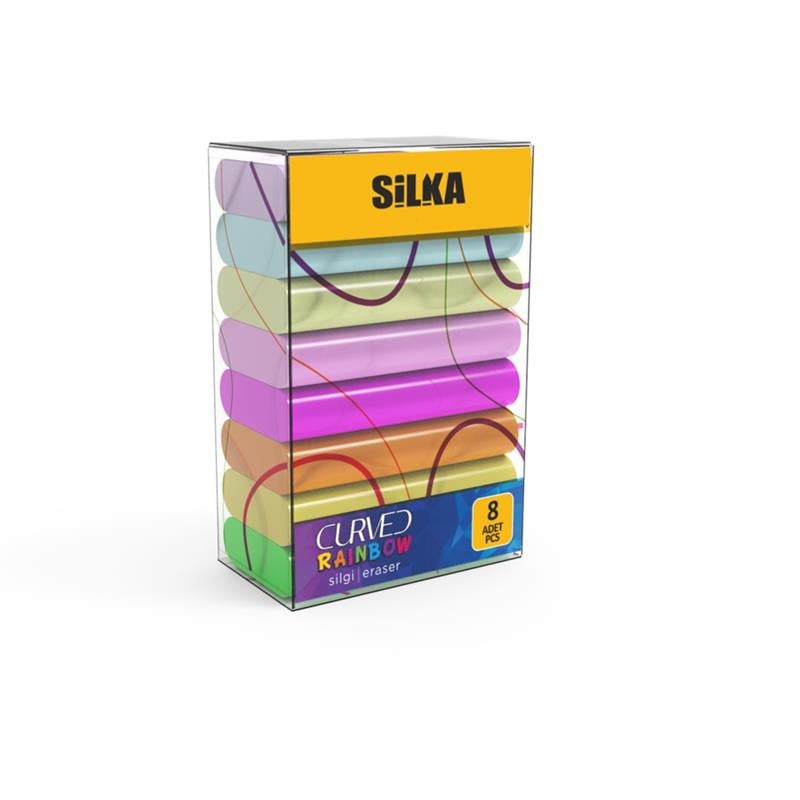 Silgi SG.51 Silka Curved Rainbow 8’li Neon Pastel 30’lu Stand