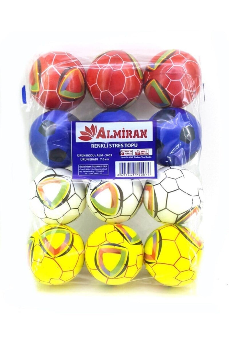 Stres Topu 7.6cm Almiran Alm-3403 12'li Paket 