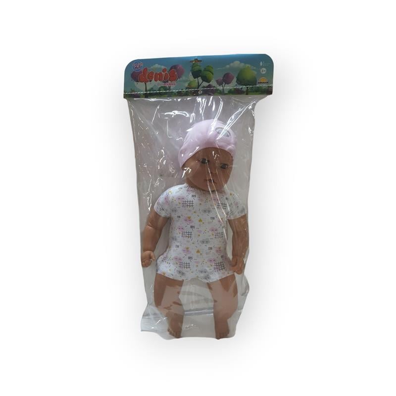 SUNMAN DENİS OYUNCAK BEBEK SAÇSIZ ŞAPKALI VE DESENLİ TULUMLU 