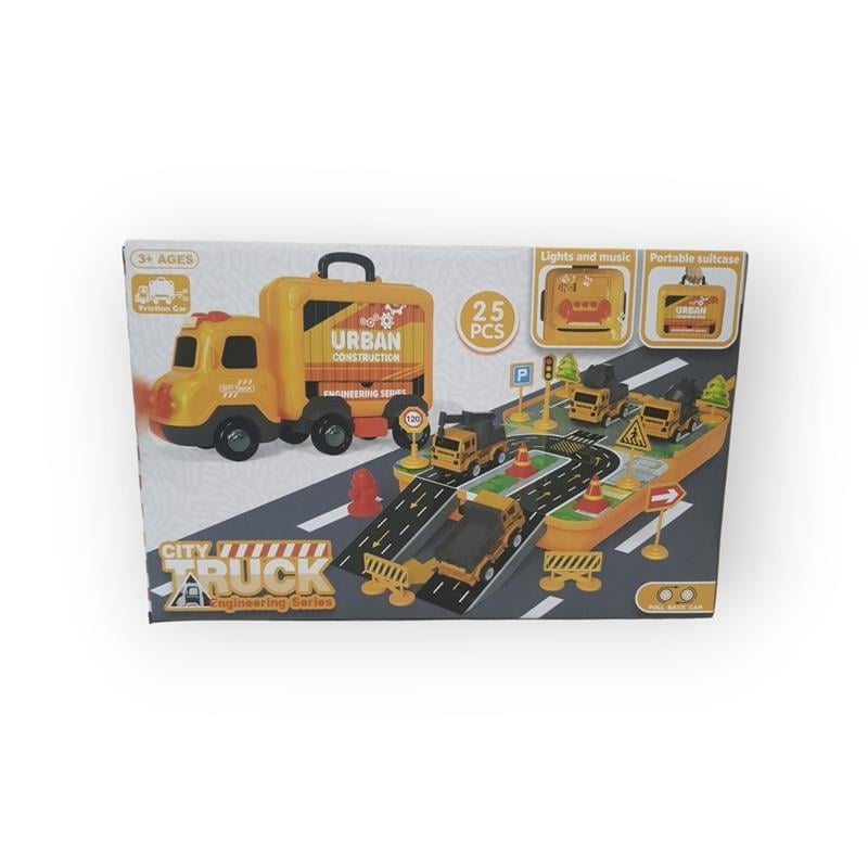 SÜRTMELİ MÜZİKLİ IŞIKLI İŞ MAKİNALI ARABALI 25 PARÇALI SET 