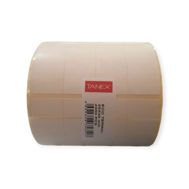 Tanex Eco Termal Etiket 20x40 Bitişik 4 Lu 25mm 4000 Adet/rl