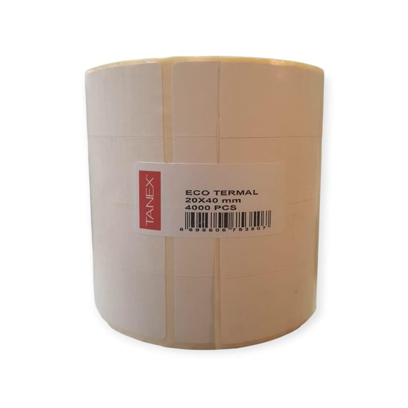 Tanex Eco Termal Etiket 20x40 Bitişik 4 Lu 25mm 4000 Adet/rl