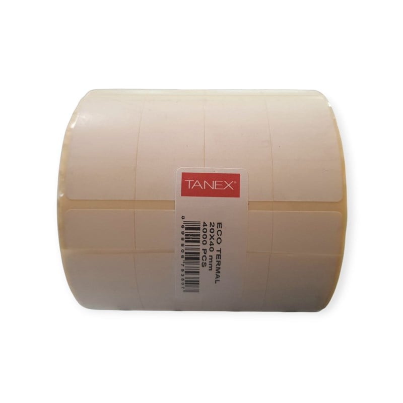 Tanex Eco Termal Etiket 20x40 Bitişik 4 Lu 25mm 4000 Adet/rl
