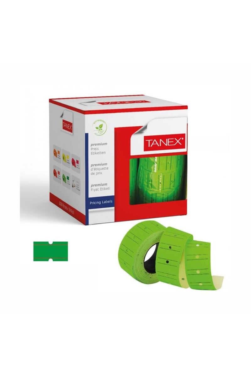 Tanex Fiyat Etiketi 12x21 Çizgili Flo Yeşil 800'lü 12'li Paket