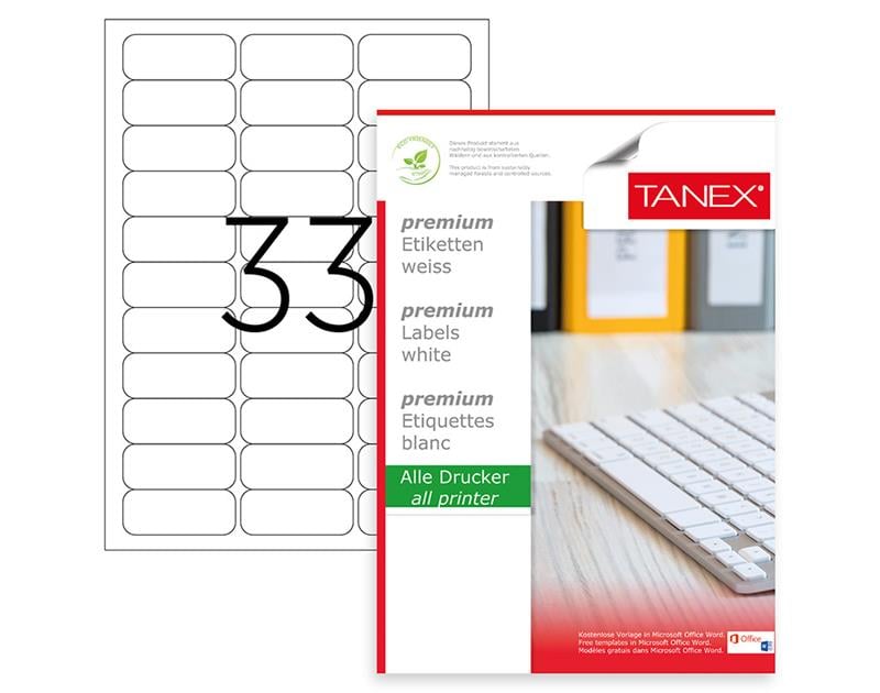 Tanex Laser Etiket Tw-2033 63,5x25,4 Mm 100 Adet