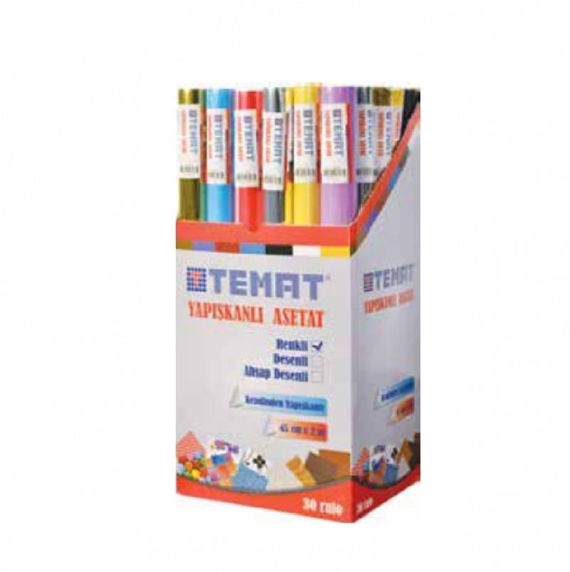 Temat Yapışkanlı Renkli Asetat 45cmx2m - 30'lu Paket